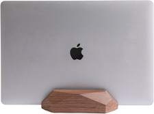 Adjustable Vertical Laptop Stand, Macbook Holder with Wood, Wooden Laptop Stand