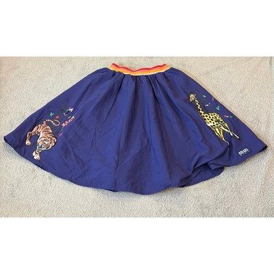 Kenzo Kids Purple Animal Print Skirt Tiger Giraffe Elastic Waist Sz 6A 116 Paris
