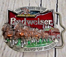 Vintage 1987 Budweiser Clydesdales Belt Buckle C J Inc USA King of Beers 1142