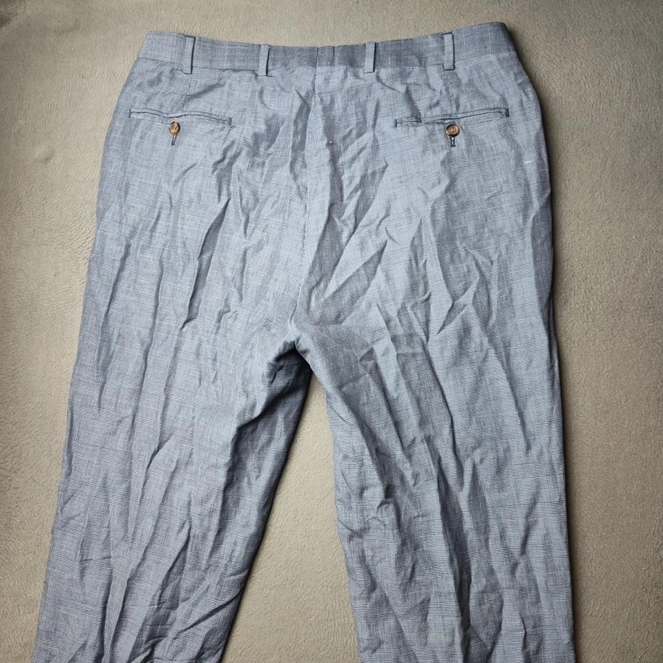 Brooks Brothers Pantalones Para Hombre 36x33 Azul Glen Cuadros Regent Fit Lana Lino Vestido Foto 4 de 4