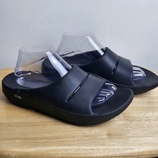 OOFOS ooahh Unisex Black Slides M9/W11