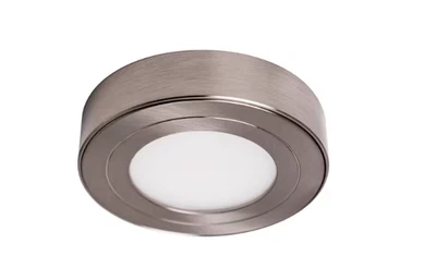 Armacost Lighting PureVue Dimmable White LED Puck Light Brushed Steel Finish