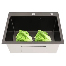 22" Undermount Workstation Kitchen Sink Single Bowl Stainless Steel Sink