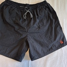 Nautica Swim Trunks Mens L Black 100 Nylon Mesh Lined Elastic Waist Drawstring