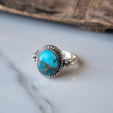 Blue Copper Turquoise Ring 925 Sterling Silver Valentine Day Gift Ring PG9266