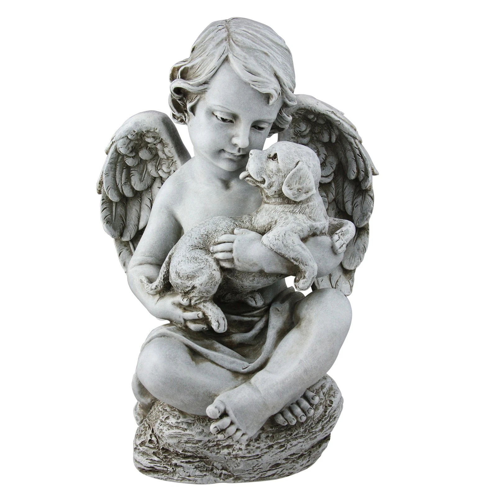 Roman Joseph's Studio Cherub Angel with Puppy Dog Statue - Thumbnail 2
