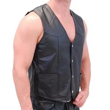Casual Leather Vest Front Button Clousre
