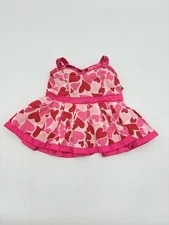 Build a Bear Hearts Dress Pink Red Belt Buckle Satin Accessory Ruffle