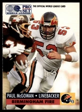 1991 Pro Set WLAF Inserts Paul McGowan Birmingham Fire #7 18823