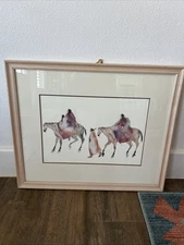 Carol Grigg Watercolor Art Print Guardians Double Matted 41” X 31” Frame