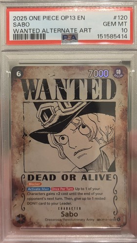 Sabo OP13-120 Wanted Poster · OP13 PSA 10, eBay listing photo
