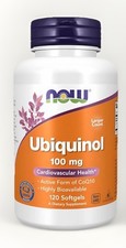 NOW Foods Ubiquinol 100mg 120 Softgels Active CoQ10 best by 01/2026 