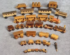Vintage German Miniature Wooden Trains  Railcars Lot GDR Loquai Germany