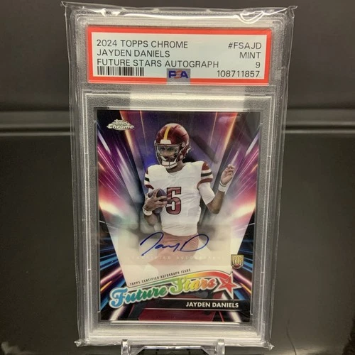 2024 Topps Chrome Jayden Daniels Future Stars Rookie Auto Holo PSA 9