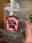Vintage Pabst Blue Ribbon Beer Clear Plastic Stein Light Up Beer Sign Works #bur