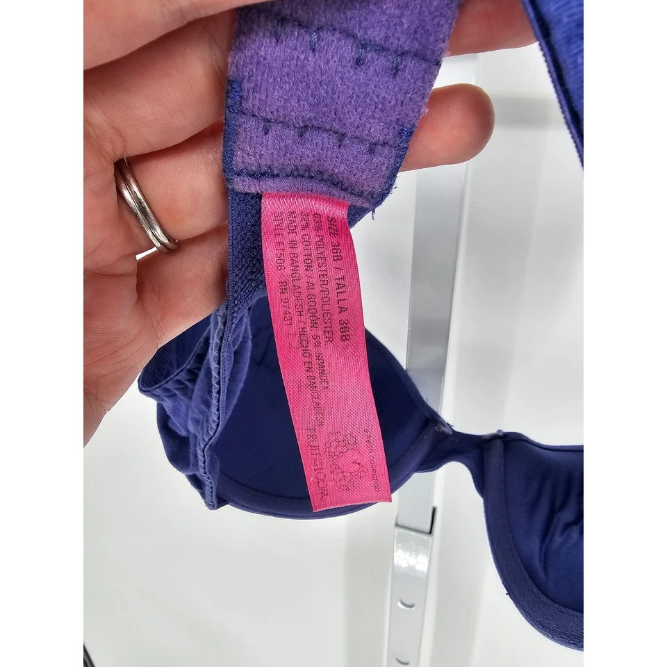 Sujetador clásico Demi Fruit of the Loom para mujer talla 36B púrpura negro correas Foto 4 de 4