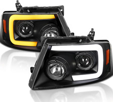 Black Projector Headlights W/Switchback Sequential Signal LED Tube Compatible wi