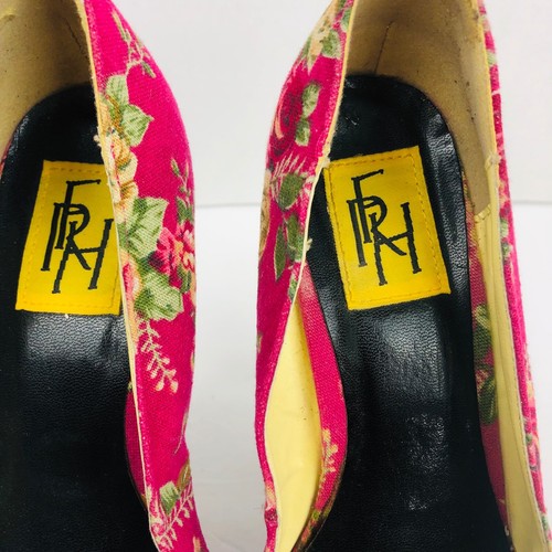 FRH Pink Floral Pattern Platform Pumps Jacquard Size 8 Stiletto Heels Shoes - Picture 3 of 9