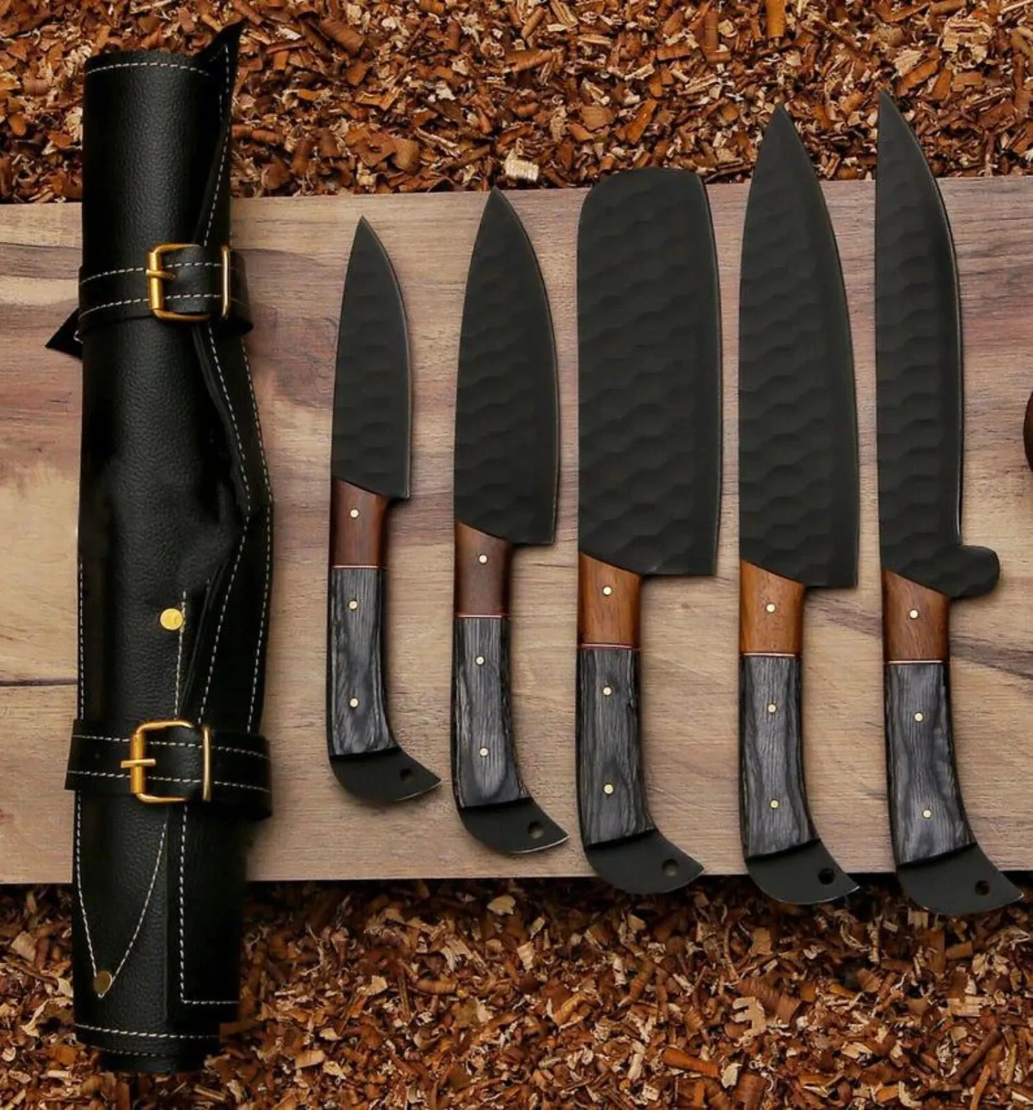 HAND FORGED CARBON STEEL CHEF KNIFE Set Kitchen Knives Best USA gifts