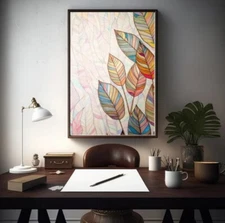 Leafy Simplicity | Boho Art | Digital Art Print | Wall Art | AI Generated