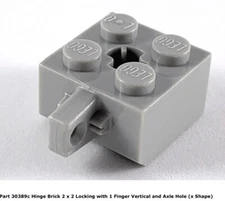 Lego 1x 30389c Light Gray Hinge Brick 2 x 2 Locking with 1 Finger AT-TE 4482