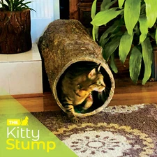 Kitty Stump 🐈 Hollow Log Cat Hideaway - Indoor / Outdoor Hideout & Play Tunnel.