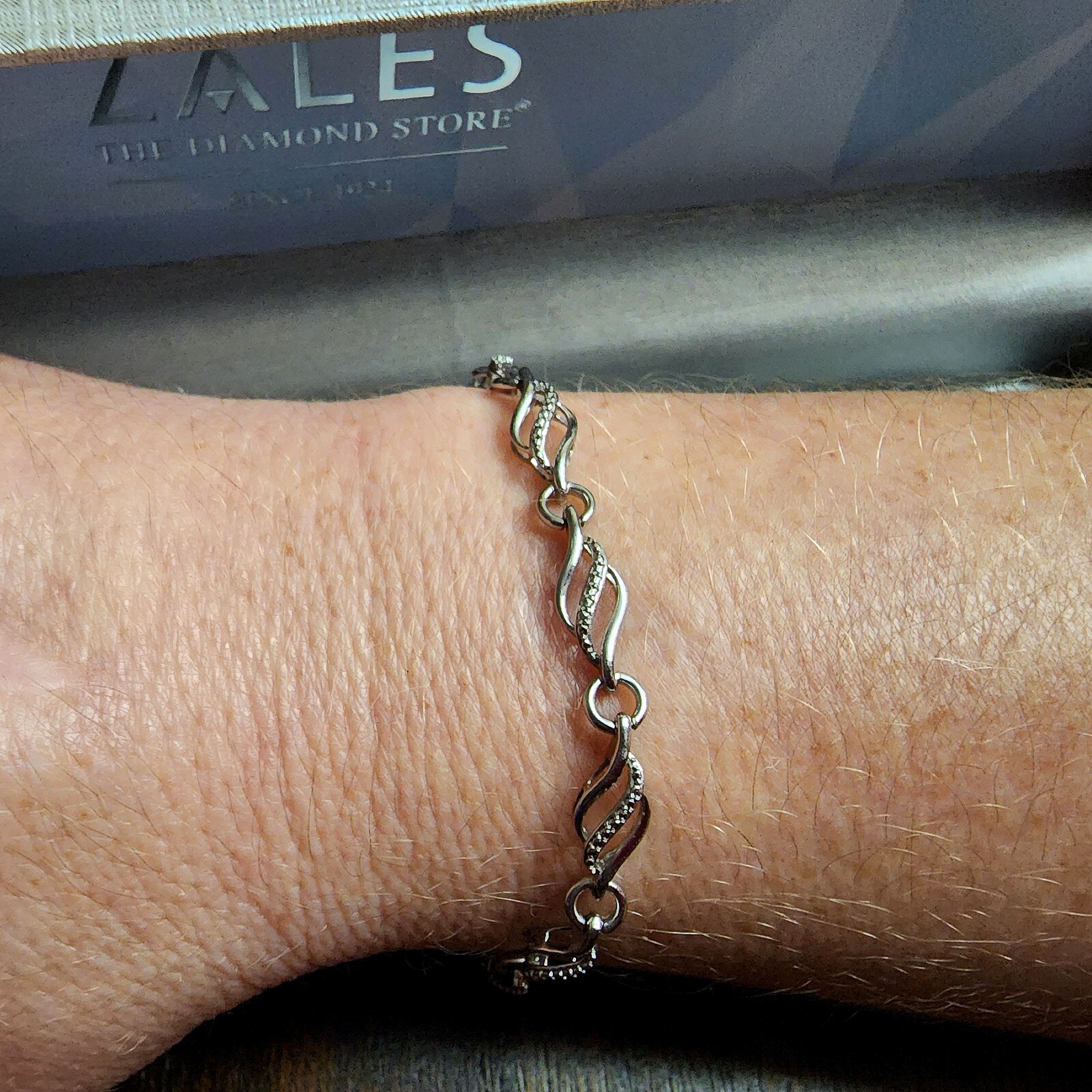 Zales sterling silver bracelet with real diamonds eBay