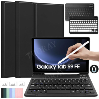Hülle mit QWERTZ Tastatur Für Samsung Galaxy Tab S9 FE S8 S7 S6 Lite A9+ A8 A7
