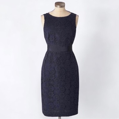 NWT Boden Retro Medallion Lace Sleeveless Shift Dress Navy Blue Women s Size 12