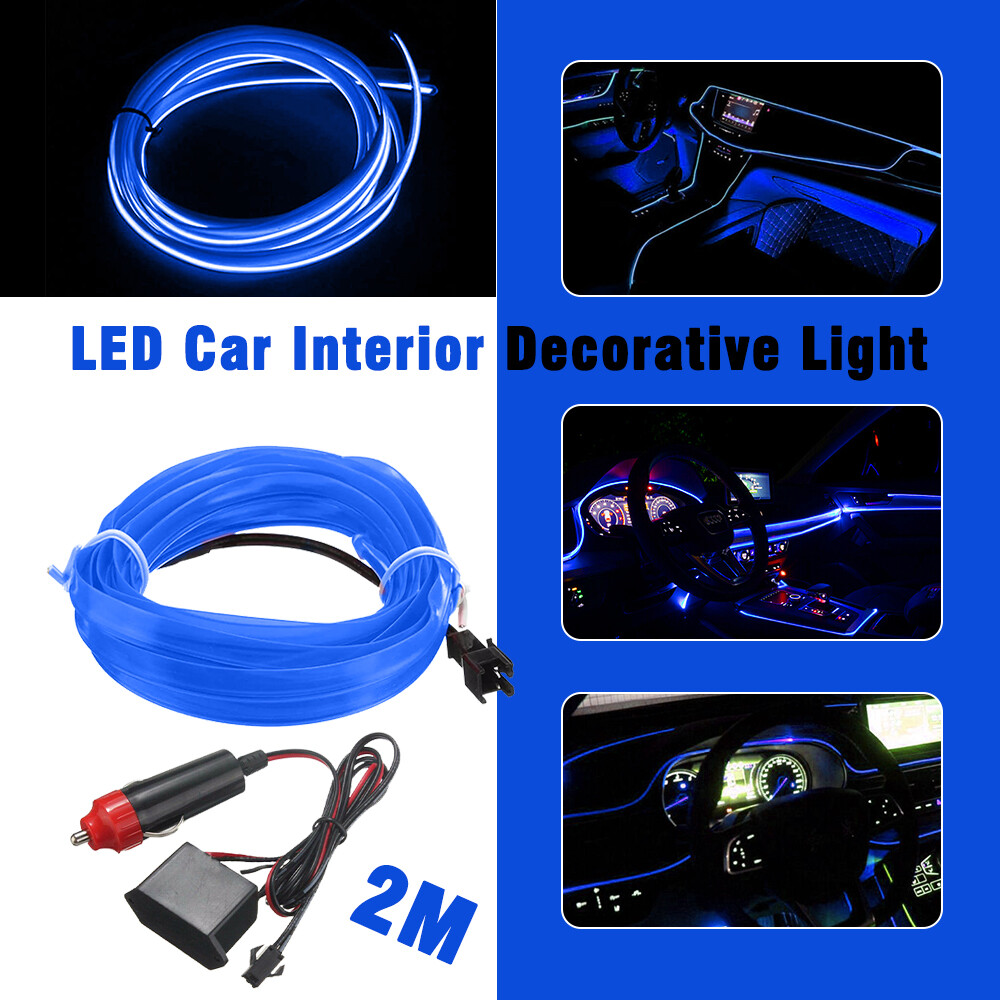 6.56ft Blue LED Car Interior Atmosphere Strip Light Accessories