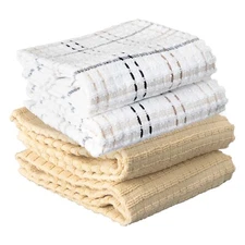 RITZ Royale Solid & Coordinate Kitchen Towels 4-Piece Set | Premium Cotton Set