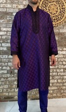 Men  s Embroidered wedding Kurta Sherwani, Deep Purple, Beaded