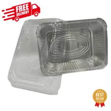 Aluminum Foil Pans With Clear Plastic Lids, Meal Prep Food Container (5 lb) USA