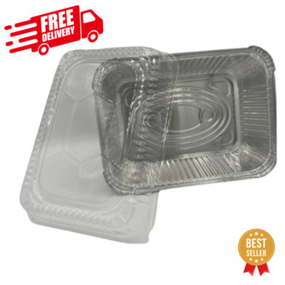 Aluminum Foil Pans With Clear Plastic Lids, Meal Prep Food Container (5 lb) USA