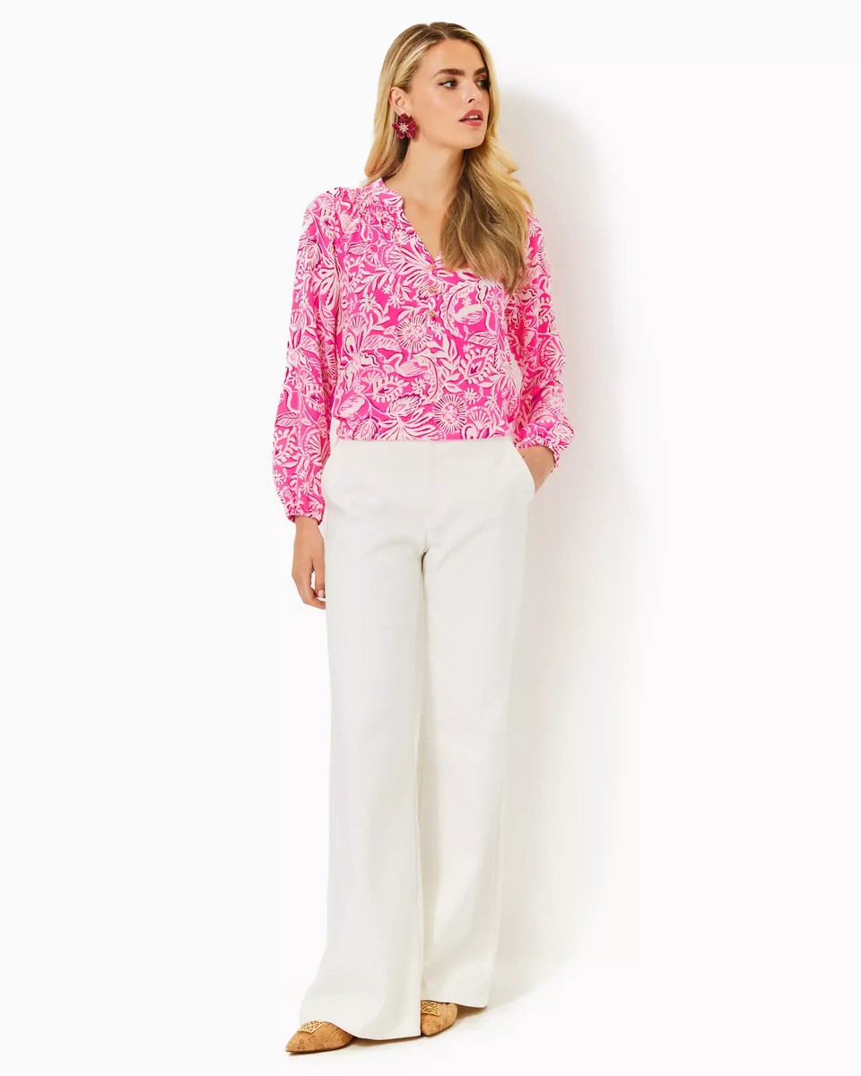 (取寄) リリー ピュリッツァー レディース エルザ トップ Lilly Pulitzer women Elsa Top Passion Fruit Pink Absolutely Flamazing Lilly Pulitzer Elsa Silk Top, Passion Fruit Pink Absolutely