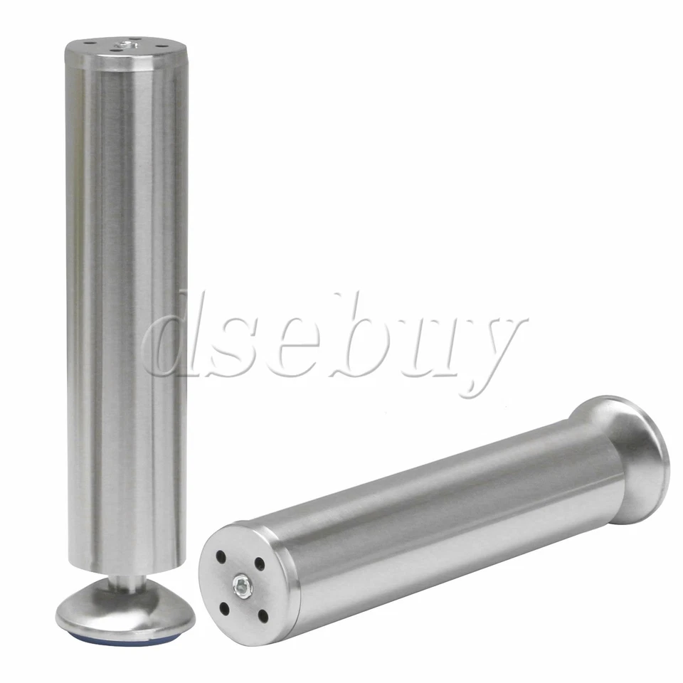 Juego de 4 patas de gabinete de muebles de 24,8 cm no ajustables mesa de cama sofá pies plateados Foto 4 de 4