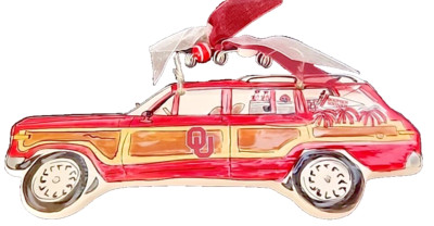Glory Haus University of Oklahoma OU Sooners Station Waggoneer Ceramic Hanging