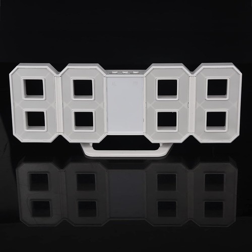 LED Clock with 3 Adjustable Brightness Levels w/ USB Cable - 8.5" Long WHITE - Picture 2 of 8