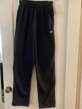 Champion Men Fleece Pant Navy Cotton Blend Open Hem Sweatpants P0893 Small-NEW