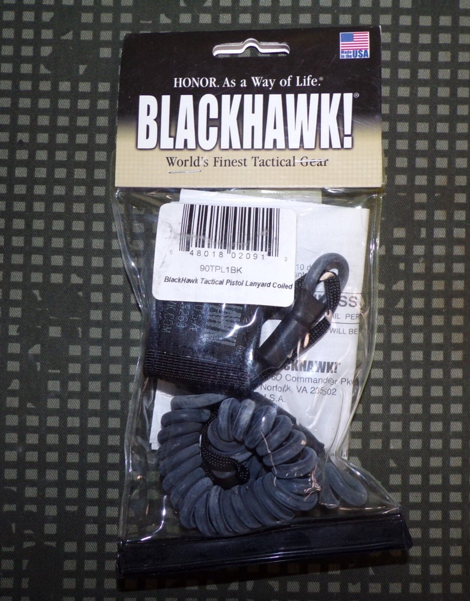 USGI Blackhawk! Coiled Tactical Pistol Lanyard 90TPL1BK NOS in