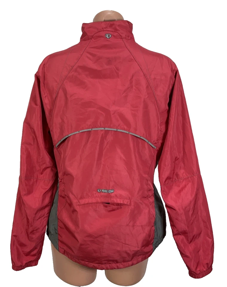 2007 Pearl Izumi Women Medium Red Lightweight Full Zip Cycling Rain Jacket Large - Image 2 of 4