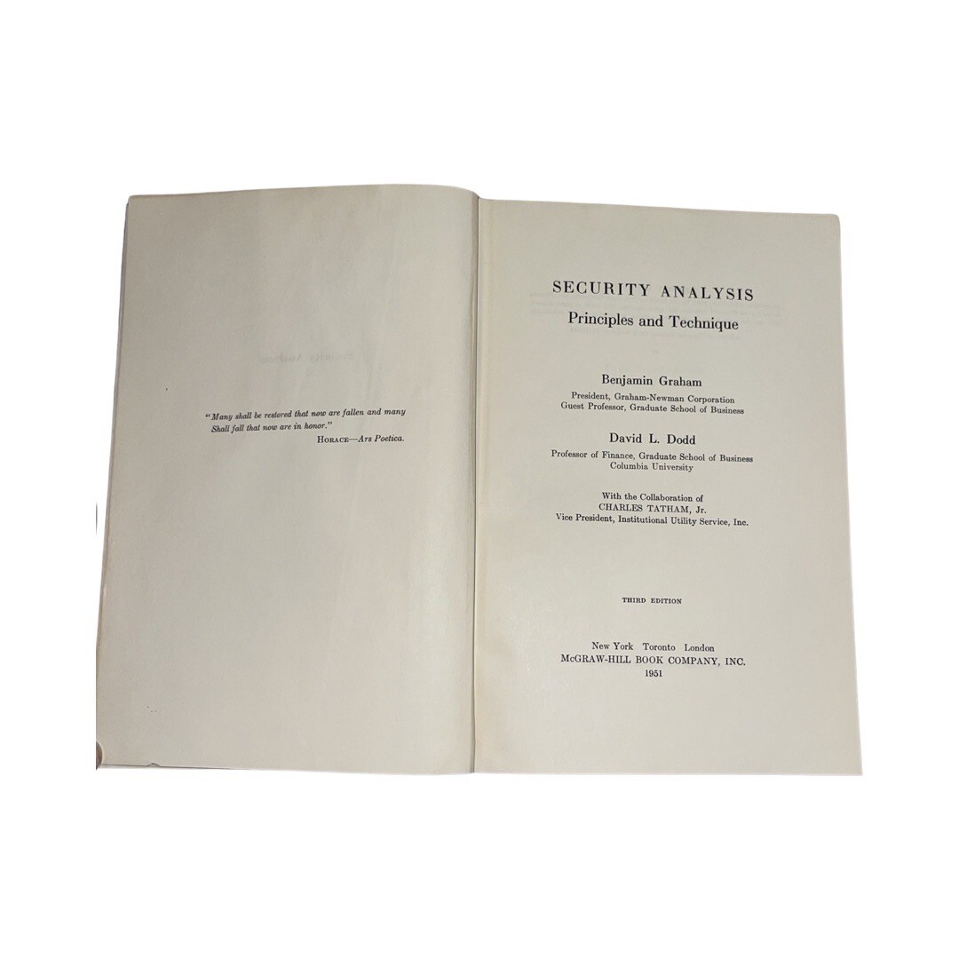 Security Analysis by Benjamin Graham & David Dodd 1951 Third