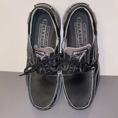 Skechers Relaxed Fit Expected Gembel black grey Boat Shoes Loafers size 11.5
