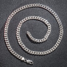 Solid 925 Sterling Silver Sturdy Cuban Link Chain Necklace for Men Boys Women