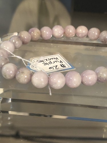7.5mm Purple Kunzite Beaded Bracelet 18g 7” - Picture 8 of 11