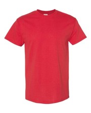 Large Red Lot of 5 Gildan Men Heavy Cotton Plain Short Sleeves T-Shirt 5000 IR