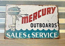 Mercury Outboards Sales And Service Metal Sign 8x12