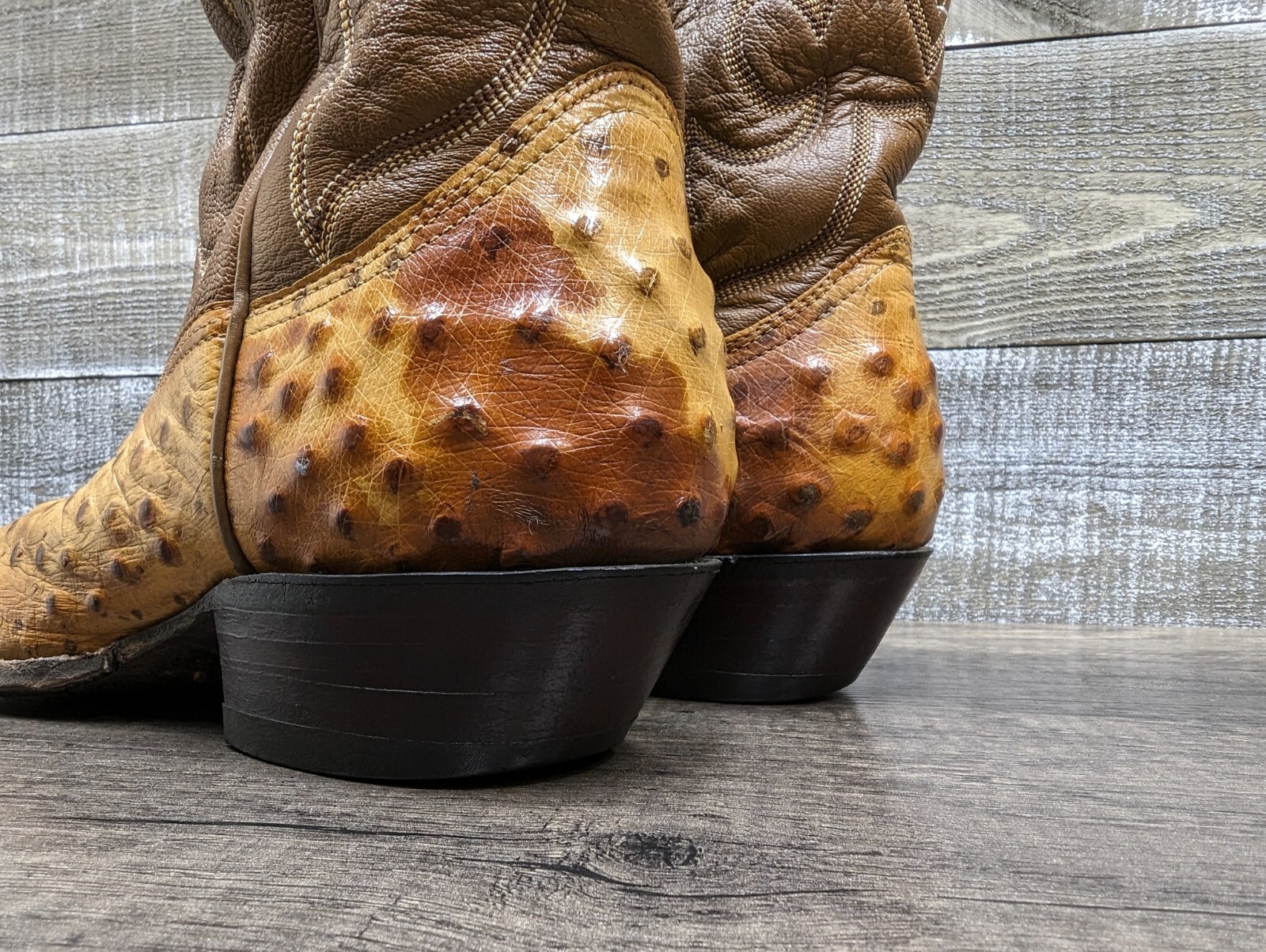 Nocona Boot Peanut Brittle Exotic Full Quill Ostrich Cowboy Boots Men's