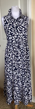 ⭐️⭐MARGAUX RIVIERA NAVY FLORAL COLLARED BUTTON UP A-LINE SLEEVELESS DRESS - NWT