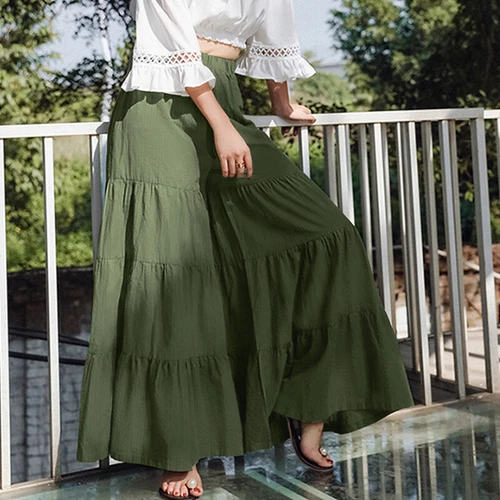 Pantalones largos informales de pierna ancha para mujer Pantalones culottes lisos sueltos - Imagen 7 de 30